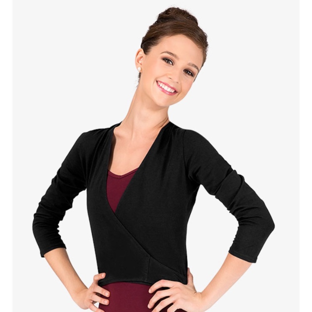 Capezio 90% cotton, 10% Lycra black wrap top!NWT!